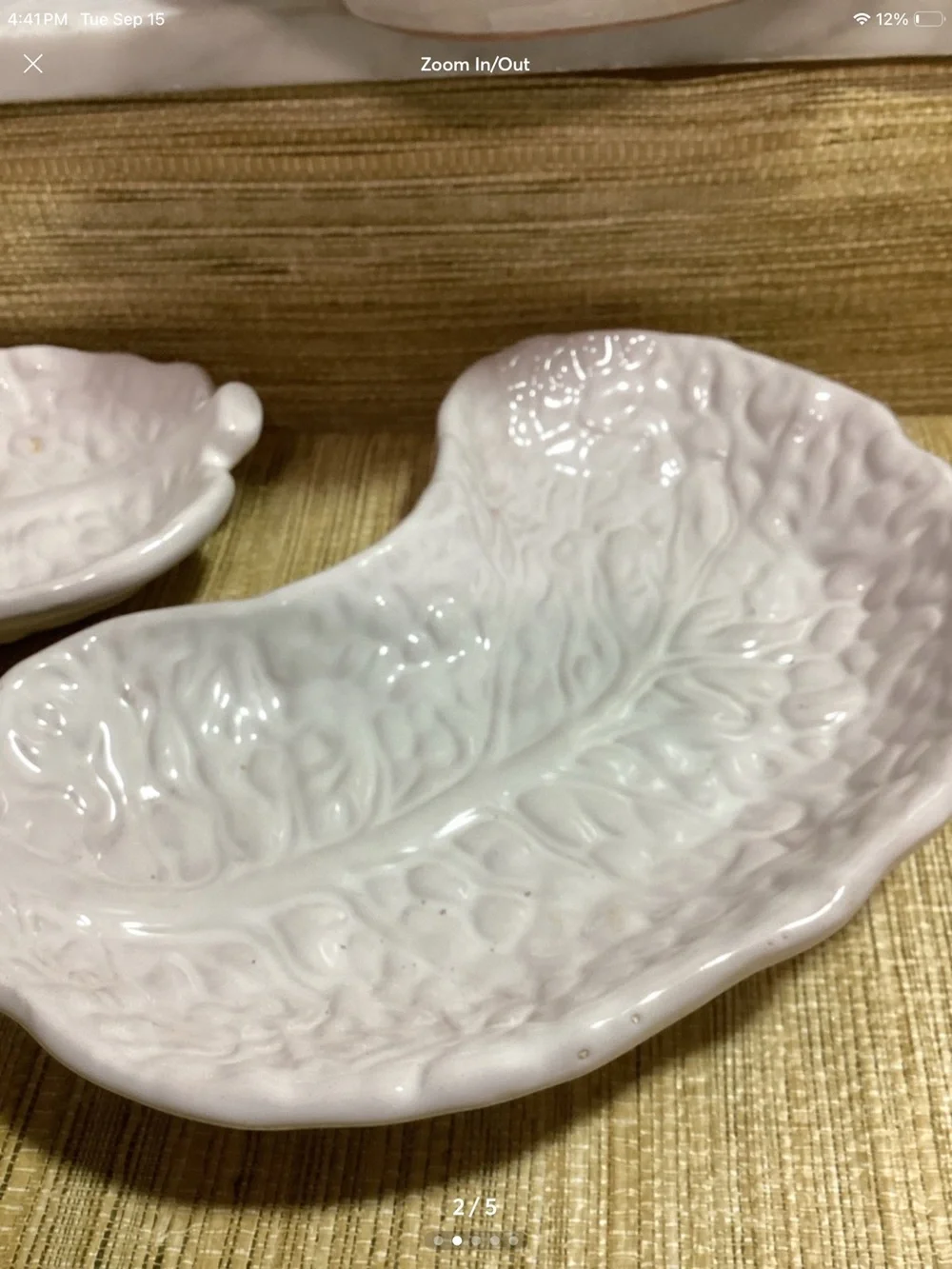 Vintage Italian Pottery Langbein Crescent Cabbage Leaf Serving Dishes - Set of 4